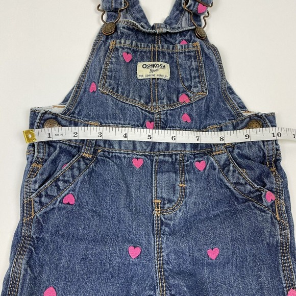 Oshkosh B’Gosh Baby Girl’s Size 18 Months Denim Overalls Embroidered Hearts - Picture 9 of 16